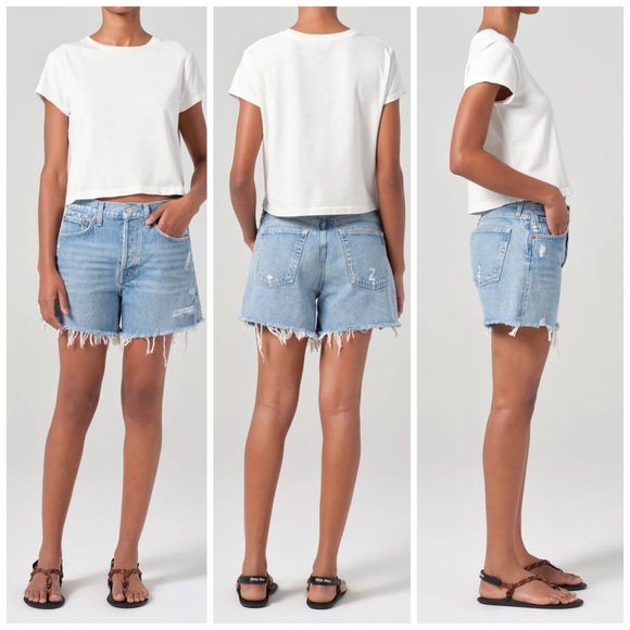 Agolde Parker Long denim blue jeans shorts in Swapmeet size 26 style A9010-811 - Picture 10 of 11